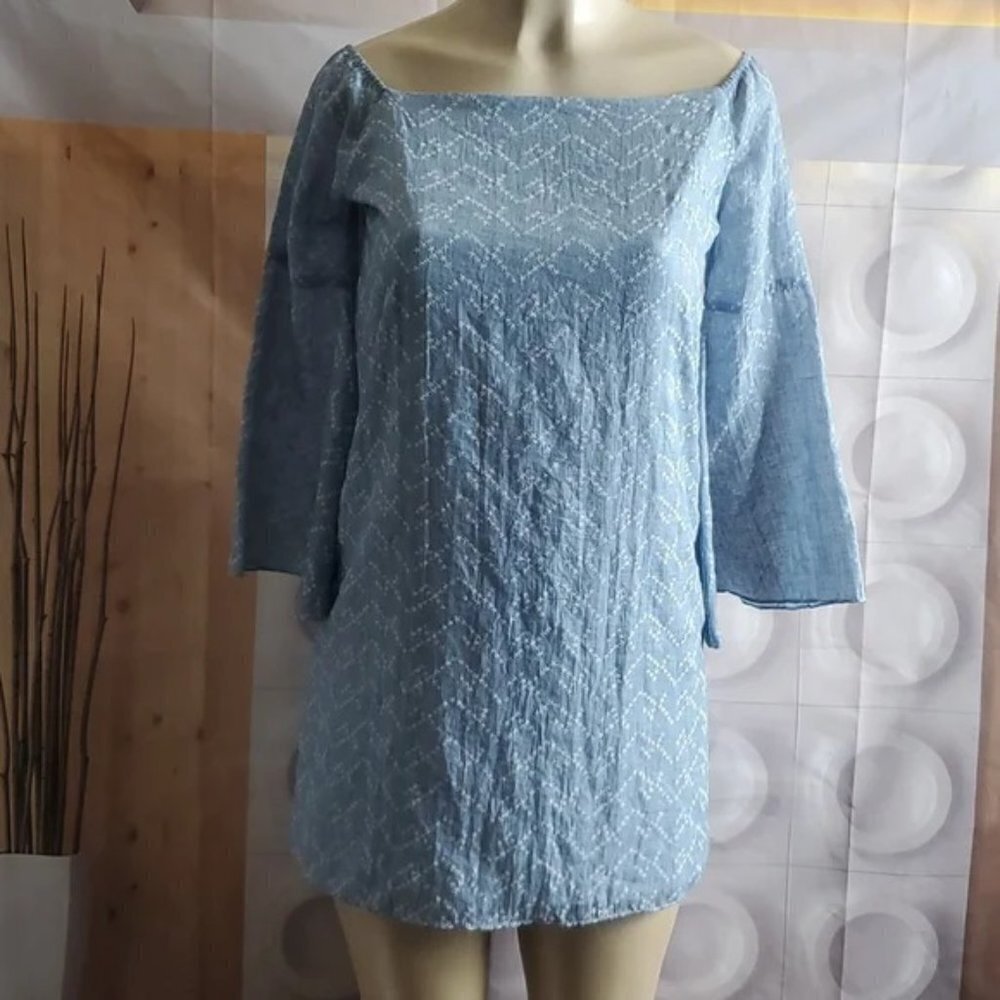 Aqua Womens Blue Bell Sleeve Mini Dress Size S